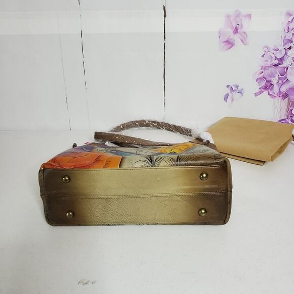 Anuschka Anna Butterfly Floral Paradise Hand Painted Leather Crossbody Bag - Picture 9 of 11